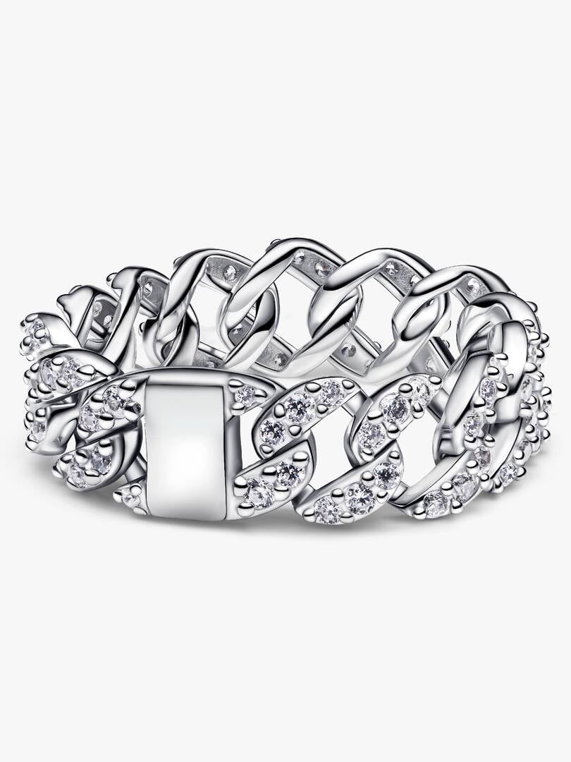 Anillo Cadena Cubana en Pavé