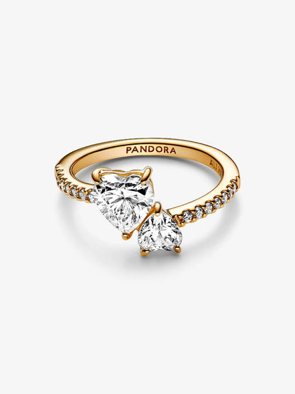 Anillo Corazón Doble Brillante