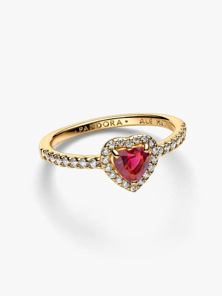 Anillo Corazón Rojo Elevado