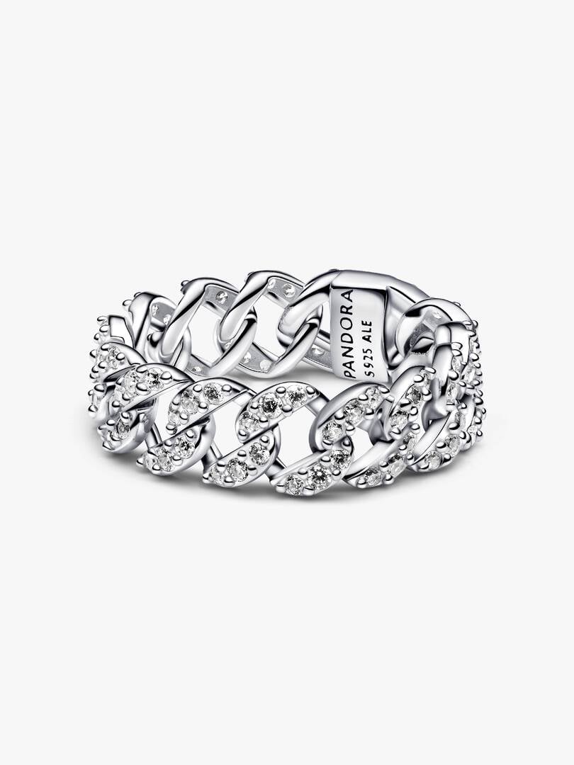 Anillo Cadena Cubana en Pavé