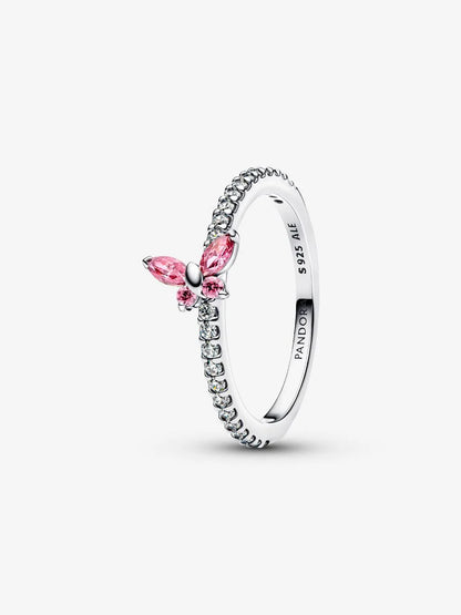 Anillo Mariposa Rosa Brillante