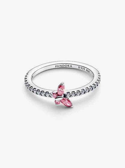 Anillo Mariposa Rosa Brillante