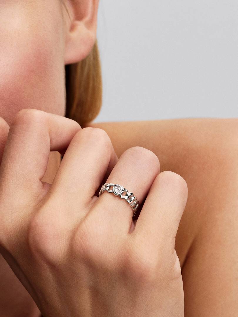 Anillo Cadena Cubana Corazón