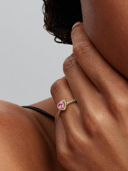 Anillo Corazón Rosa Elevado