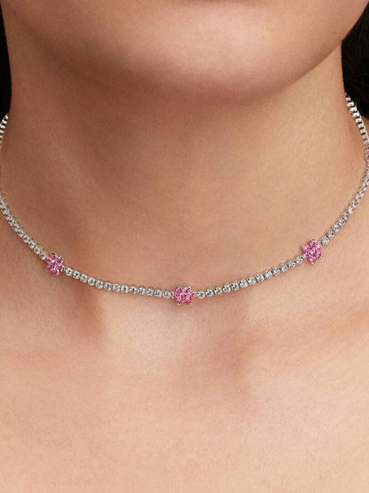 Collar Tenis Flor Rosa