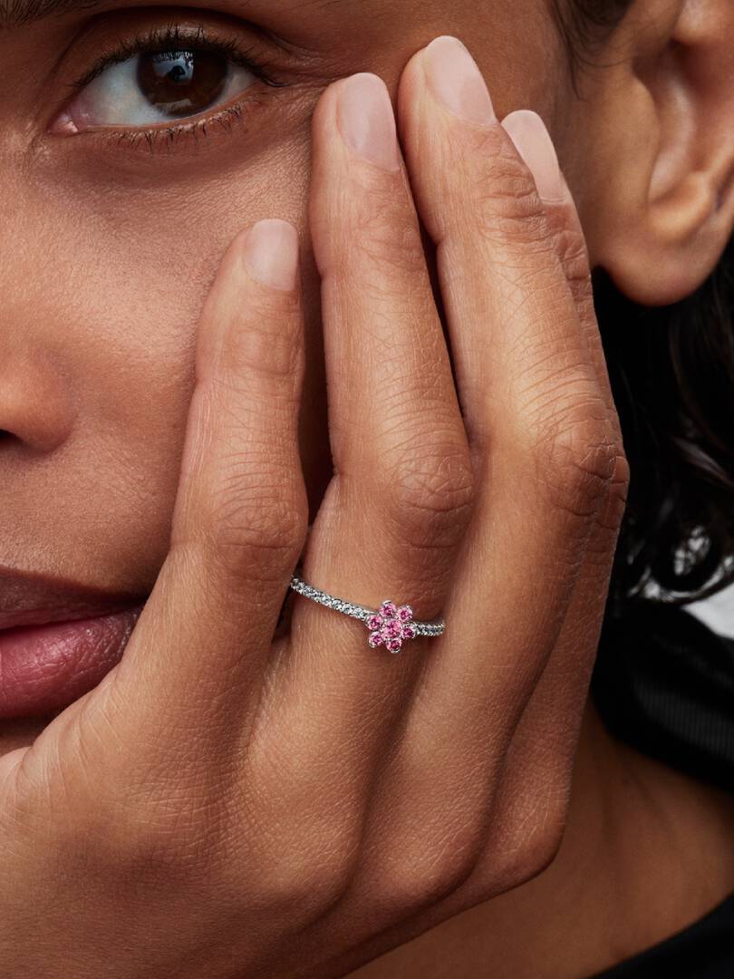 Anillo Flor Brillante Rosa