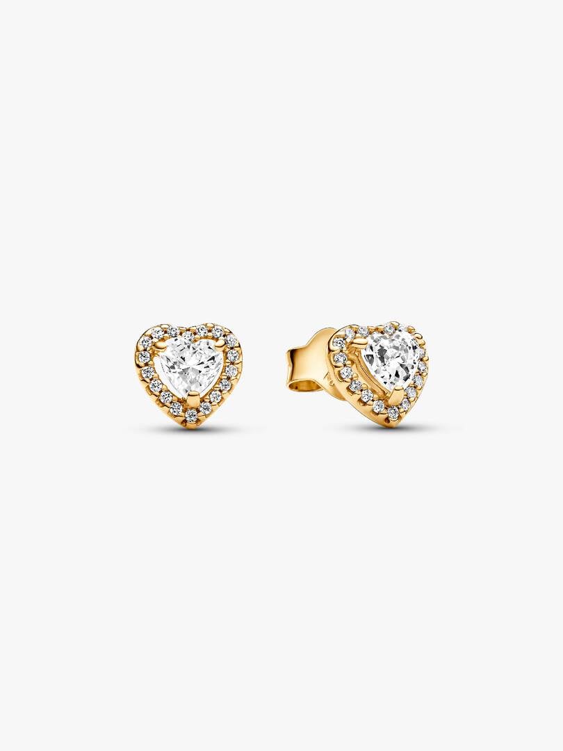 Pendientes de Botón Corazón Brillante en Relieve