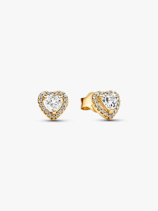 Pendientes de Botón Corazón Brillante en Relieve