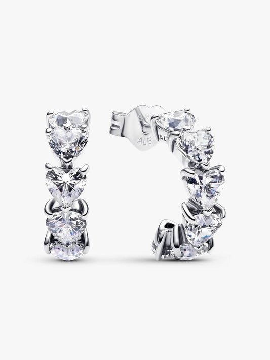 Pendientes de aro abiertos con corazones brillantes