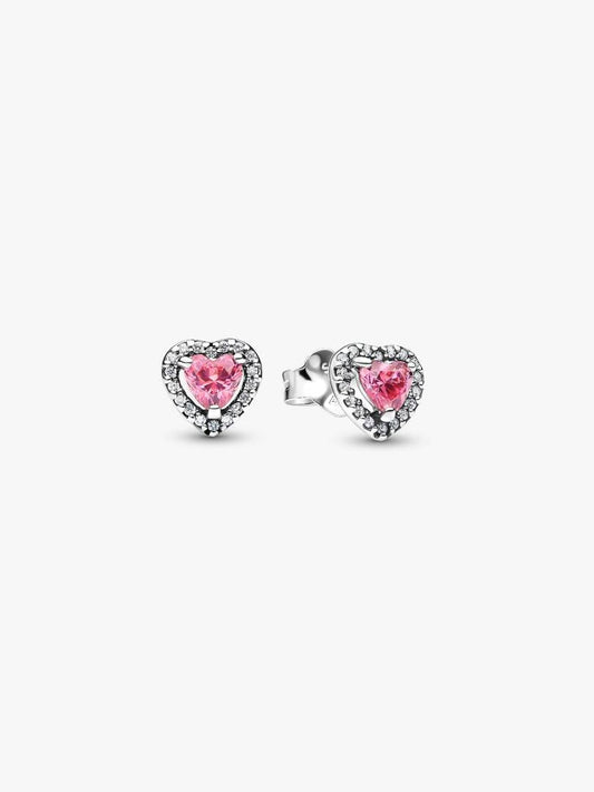Pendientes de Botón Corazón Rosa