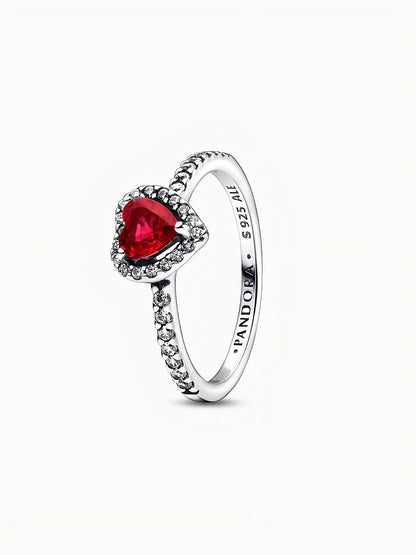 Anillo Corazón Elevado Rojo