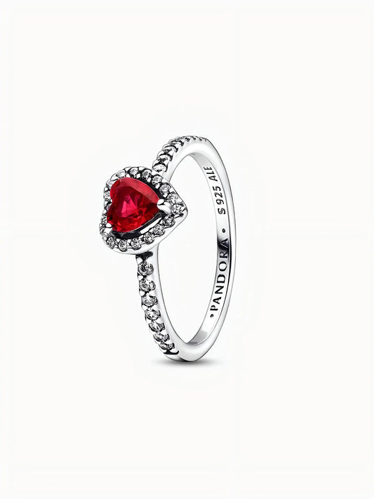 Anillo Corazón Elevado Rojo
