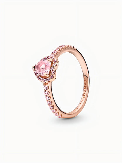 Anillo Corazón Rosado Elevado