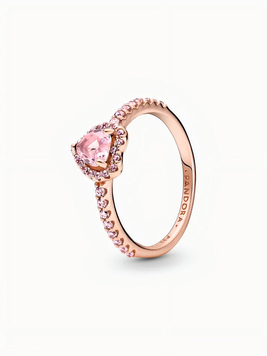 Anillo Corazón Rosado Elevado