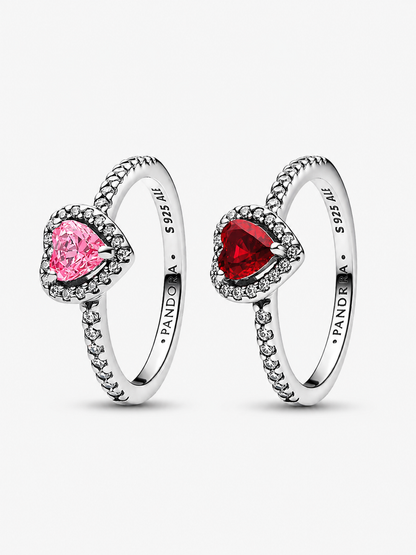 Conjunto de Anillos Corazones Rosados y Rojos –2 Piezas
