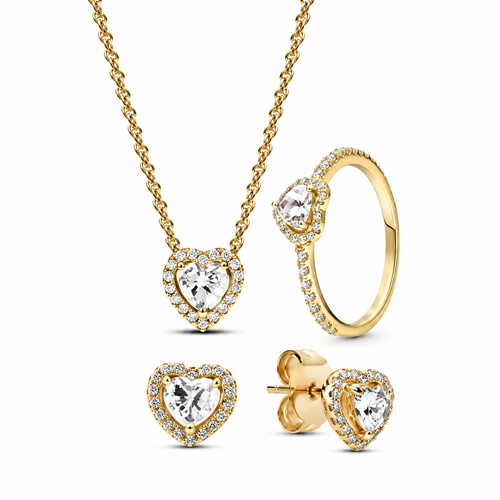 Conjunto Corazón Blanco Dorado Elegante