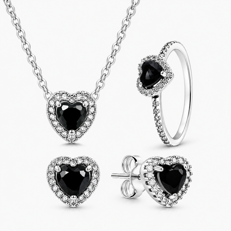 Conjunto Corazón Negro Elegante