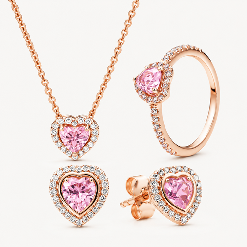 Conjunto Corazón Rosa Cobrizo Elegante
