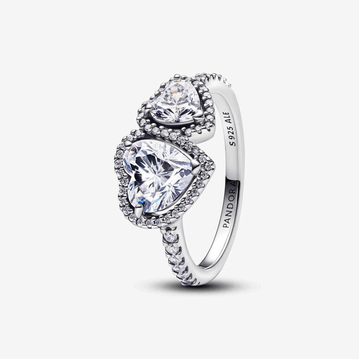 Anillo Corazones Halo Brillante