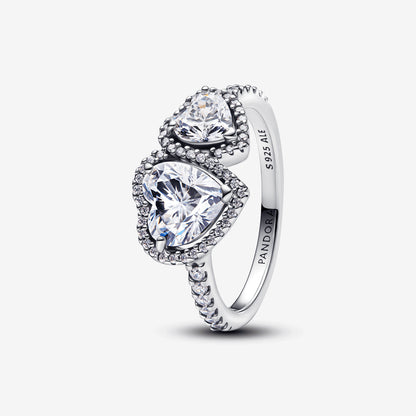 Anillo Corazones Halo Brillante