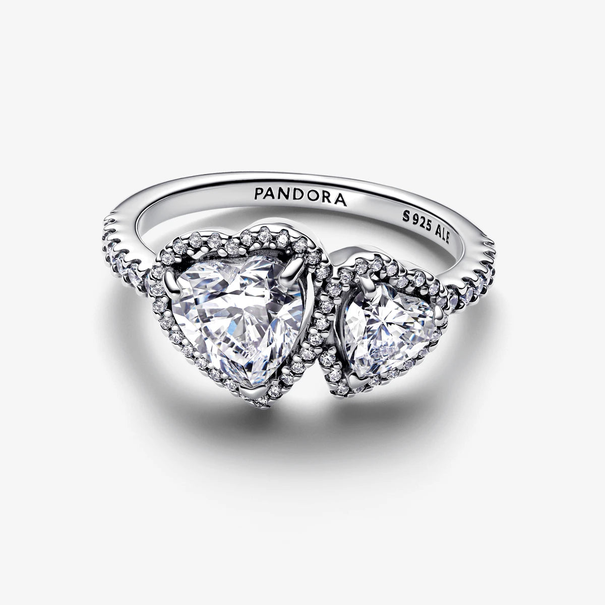 Anillo Corazones Halo Brillante