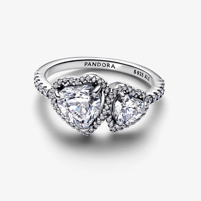 Anillo Corazones Halo Brillante